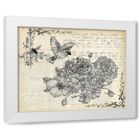 Ink Flowers I White Modern Wood Framed Art Print by Wang, Melissa