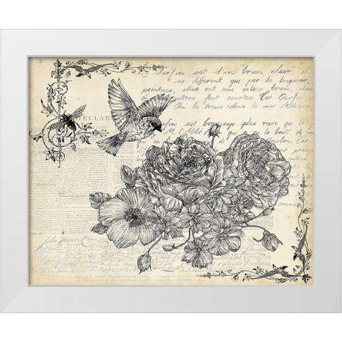 Ink Flowers I White Modern Wood Framed Art Print by Wang, Melissa