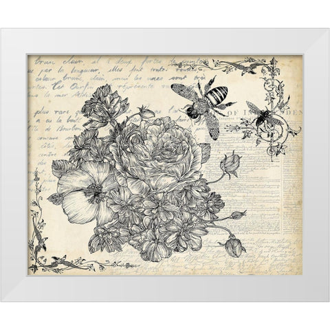 Ink Flowers II White Modern Wood Framed Art Print by Wang, Melissa