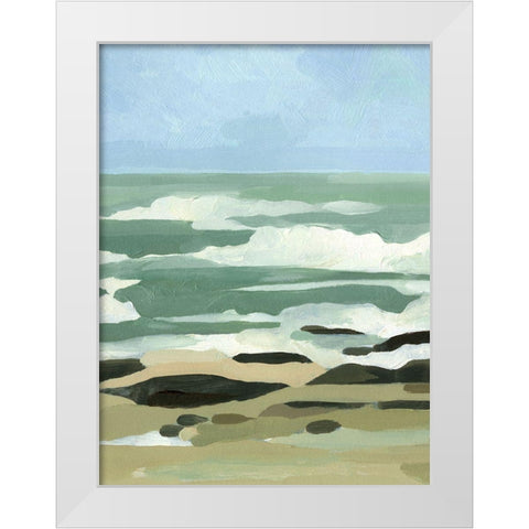 Abstracted Coastline I White Modern Wood Framed Art Print by Caroline, Emma