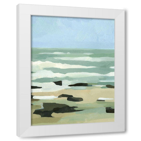 Abstracted Coastline II White Modern Wood Framed Art Print by Caroline, Emma