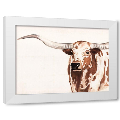 Spotted Steer II White Modern Wood Framed Art Print by Warren, Annie