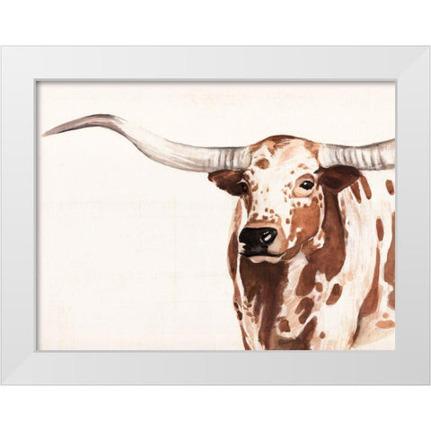 Spotted Steer II White Modern Wood Framed Art Print by Warren, Annie