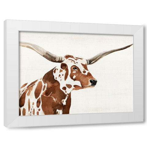 Spotted Steer IV White Modern Wood Framed Art Print by Warren, Annie