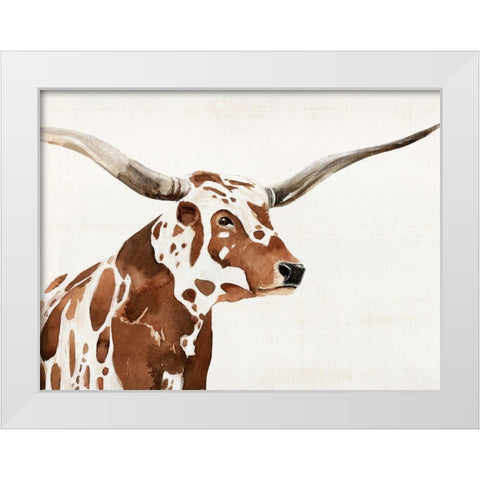 Spotted Steer IV White Modern Wood Framed Art Print by Warren, Annie