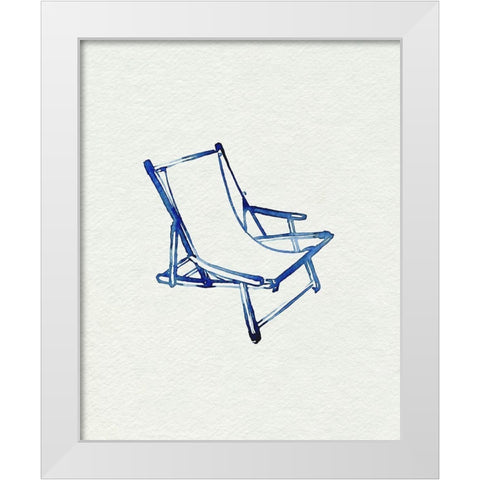 Beach Chairs I White Modern Wood Framed Art Print by Parker, Jennifer Paxton