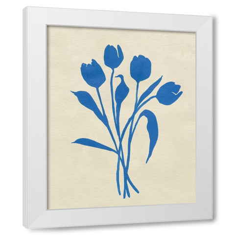 Blue Tulips I White Modern Wood Framed Art Print by Caroline, Emma
