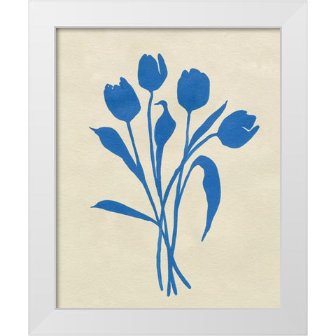 Blue Tulips I White Modern Wood Framed Art Print by Caroline, Emma