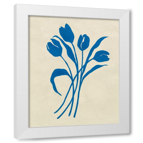Blue Tulips II White Modern Wood Framed Art Print by Caroline, Emma