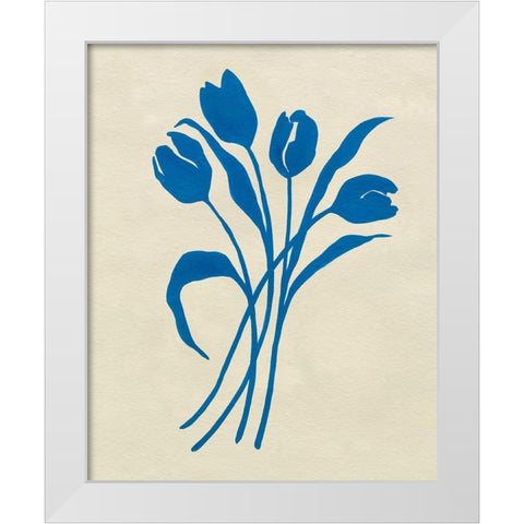 Blue Tulips II White Modern Wood Framed Art Print by Caroline, Emma