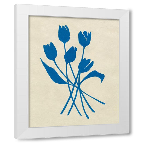 Blue Tulips III White Modern Wood Framed Art Print by Caroline, Emma