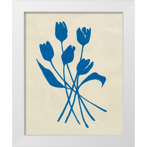 Blue Tulips III White Modern Wood Framed Art Print by Caroline, Emma