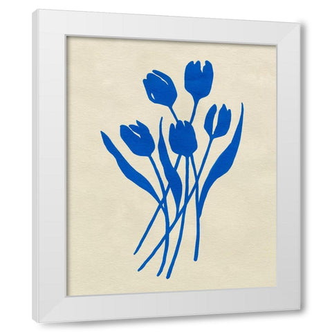 Blue Tulips IV White Modern Wood Framed Art Print by Caroline, Emma