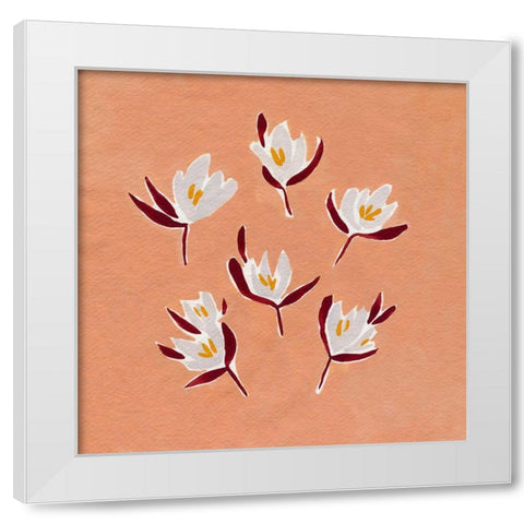 Ditsy Blooms I White Modern Wood Framed Art Print by Caroline, Emma