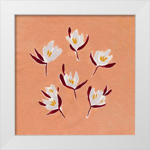 Ditsy Blooms I White Modern Wood Framed Art Print by Caroline, Emma
