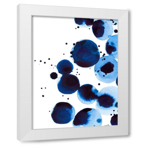 Blue Drops II White Modern Wood Framed Art Print by Warren, Annie