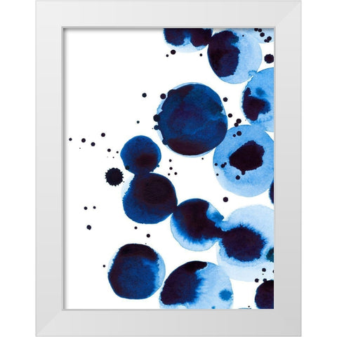 Blue Drops II White Modern Wood Framed Art Print by Warren, Annie