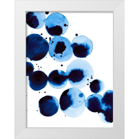 Blue Drops III White Modern Wood Framed Art Print by Warren, Annie