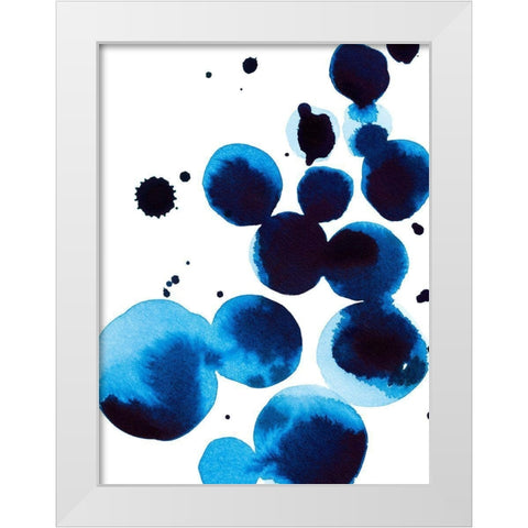 Blue Drops IV White Modern Wood Framed Art Print by Warren, Annie