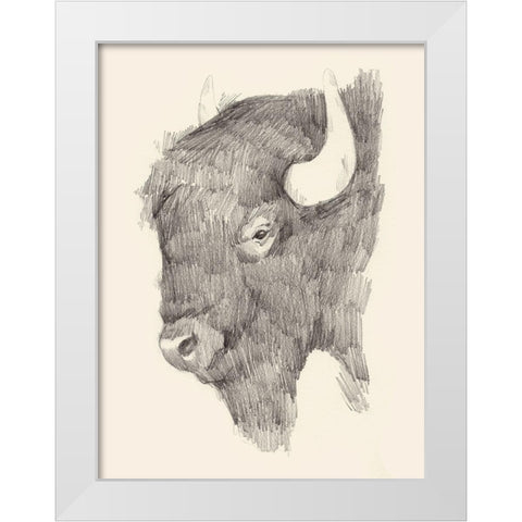 Buffalo Sketch II White Modern Wood Framed Art Print by Green, Jacob