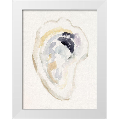 Oyster Shell Watercolor I White Modern Wood Framed Art Print by Barnes, Victoria