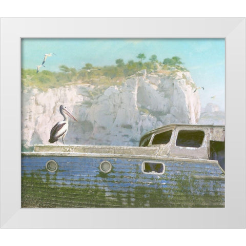 Green Ocean III White Modern Wood Framed Art Print by Hunziker, Steve