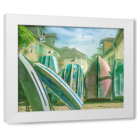 Green Ocean IV White Modern Wood Framed Art Print by Hunziker, Steve