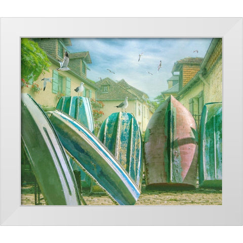Green Ocean IV White Modern Wood Framed Art Print by Hunziker, Steve