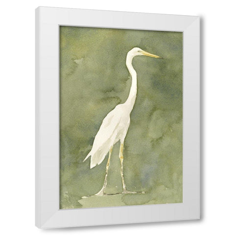 Emerald Heron I White Modern Wood Framed Art Print by Caroline, Emma