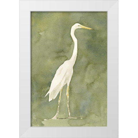 Emerald Heron I White Modern Wood Framed Art Print by Caroline, Emma