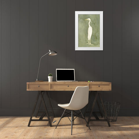 Emerald Heron II White Modern Wood Framed Art Print by Caroline, Emma