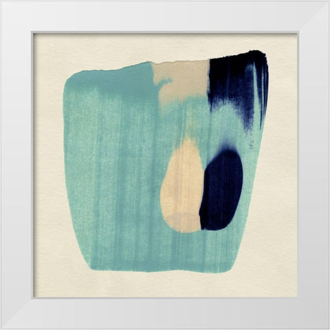 Teal Swipe I White Modern Wood Framed Art Print by Caroline, Emma