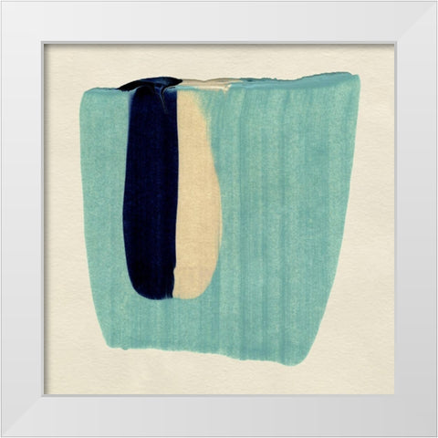 Teal Swipe II White Modern Wood Framed Art Print by Caroline, Emma