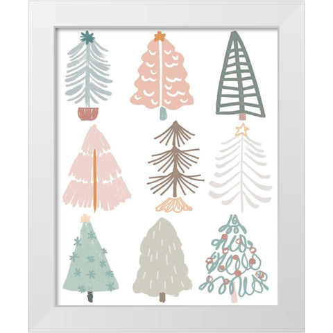 Christmas Tree Sketchbook II White Modern Wood Framed Art Print by Vess, June Erica