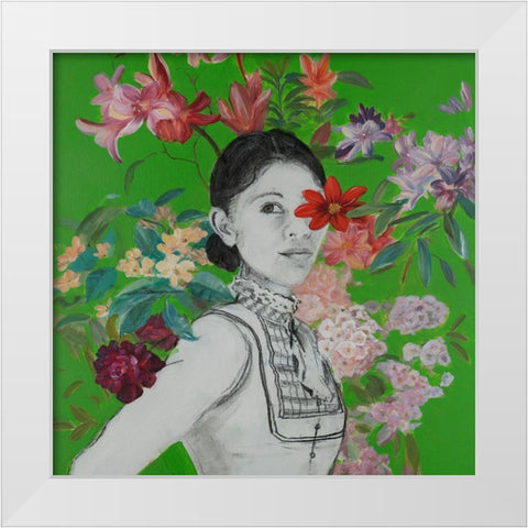 Lady Florals I White Modern Wood Framed Art Print by Iafrate, Sandra