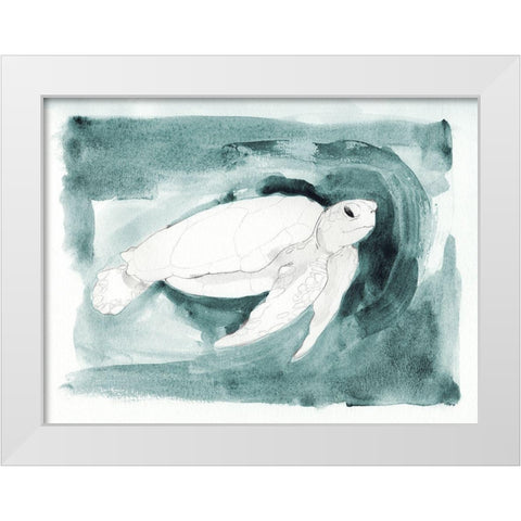 Sea Turtle Searching I White Modern Wood Framed Art Print by Green, Jacob