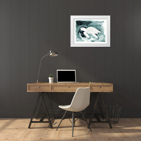 Sea Turtle Searching II White Modern Wood Framed Art Print by Green, Jacob