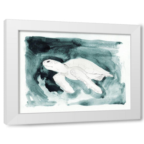 Sea Turtle Searching II White Modern Wood Framed Art Print by Green, Jacob
