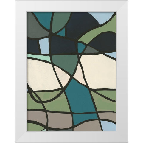 Multicolor Stained Glass I White Modern Wood Framed Art Print by Moore, Regina