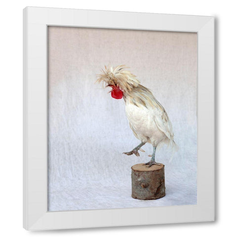 Rod the Rooster IV White Modern Wood Framed Art Print by Soderman, Tania
