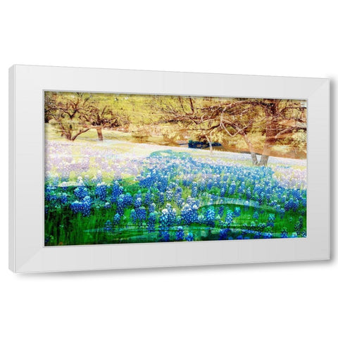 Blue Bonnet Field White Modern Wood Framed Art Print by Jasper, Sisa
