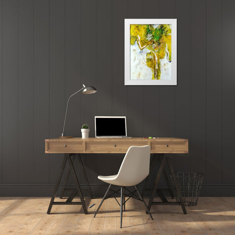 Golden Foliage I White Modern Wood Framed Art Print by Combs, Joyce