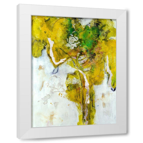 Golden Foliage I White Modern Wood Framed Art Print by Combs, Joyce