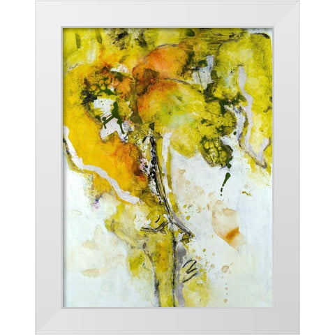 Golden Foliage II White Modern Wood Framed Art Print by Combs, Joyce