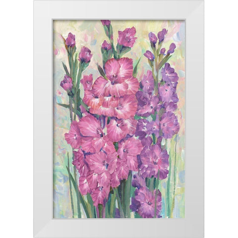 Gladiolas Blooming I White Modern Wood Framed Art Print by OToole, Tim