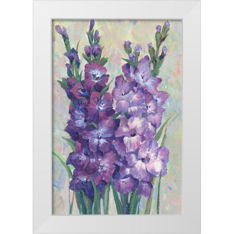 Gladiolas Blooming II White Modern Wood Framed Art Print by OToole, Tim