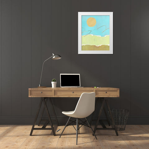 Green and Gold Pieced Landscape I White Modern Wood Framed Art Print by Green, Jacob