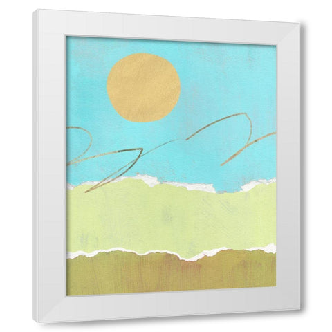 Green and Gold Pieced Landscape I White Modern Wood Framed Art Print by Green, Jacob