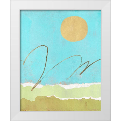 Green and Gold Pieced Landscape II White Modern Wood Framed Art Print by Green, Jacob
