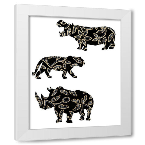 Ornamental Safari Animals II White Modern Wood Framed Art Print by Moore, Regina